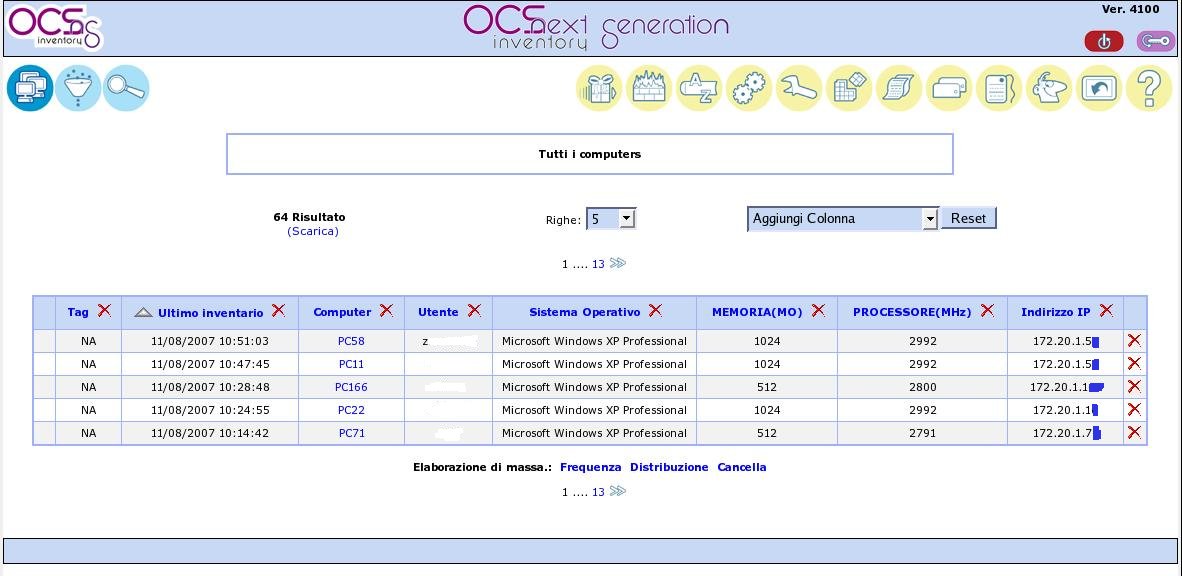 OCS - I dati rilevati